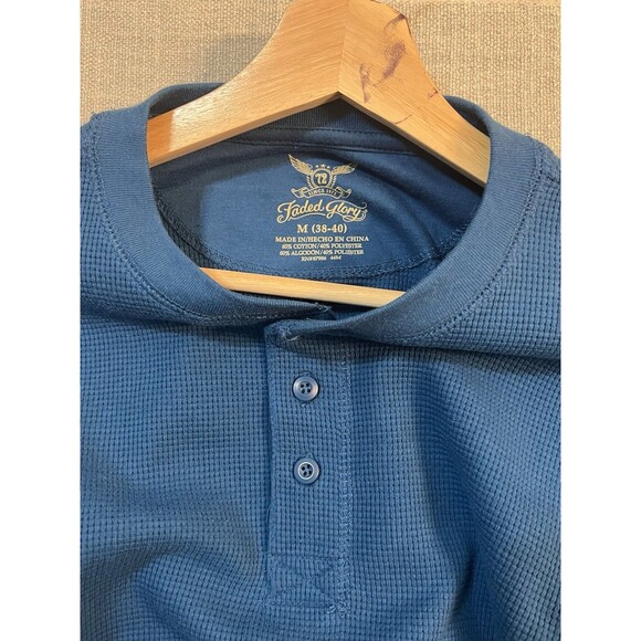 Faded Glory Mens Blue Long Sleeve Waffle Knit Thermal Sz Med. (38-40) - Picture 2 of 8